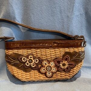 Brighton Straw Brown Floral Women's Bag